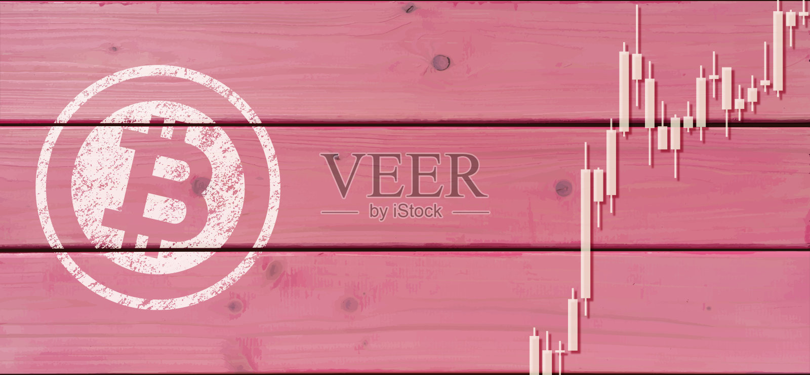 加密货币概念[木板上的比特币图表]插画图片素材