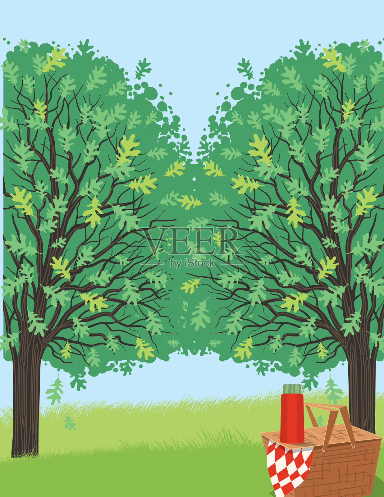 野餐背景邀请模板插画图片素材