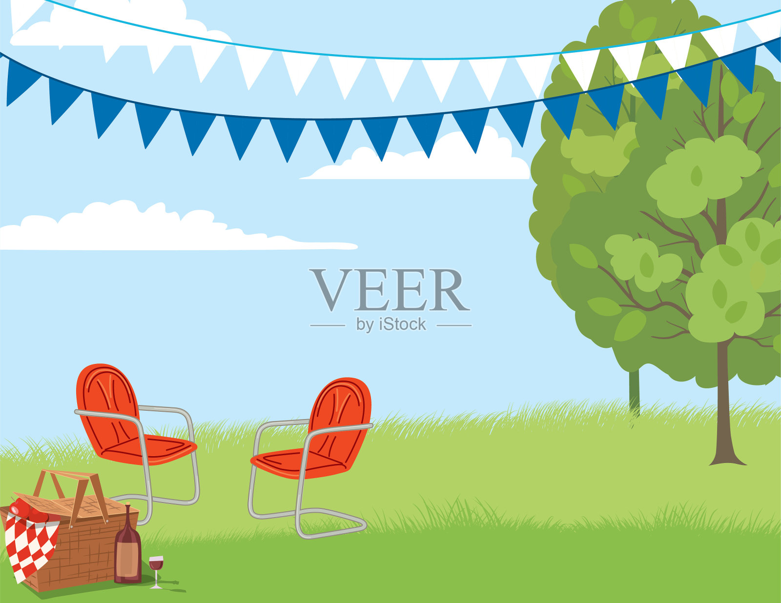 野餐背景邀请模板插画图片素材