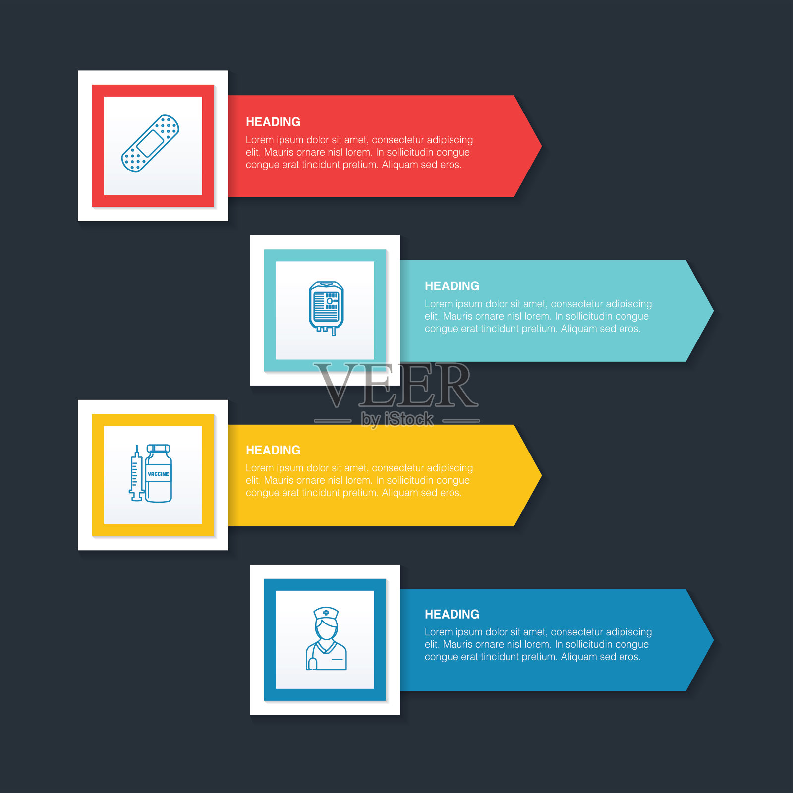 彩色横幅上的医疗图标插画图片素材