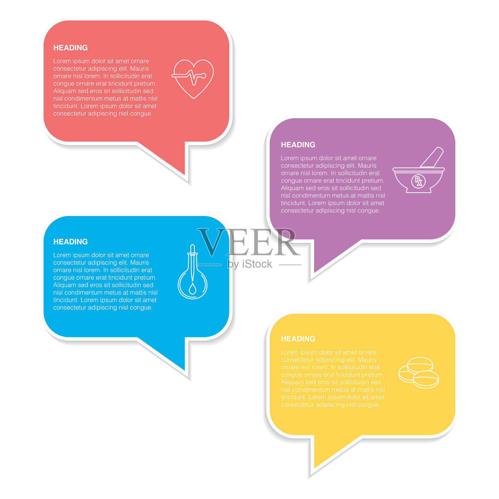 彩色横幅上的细线医疗保健图标插画图片素材