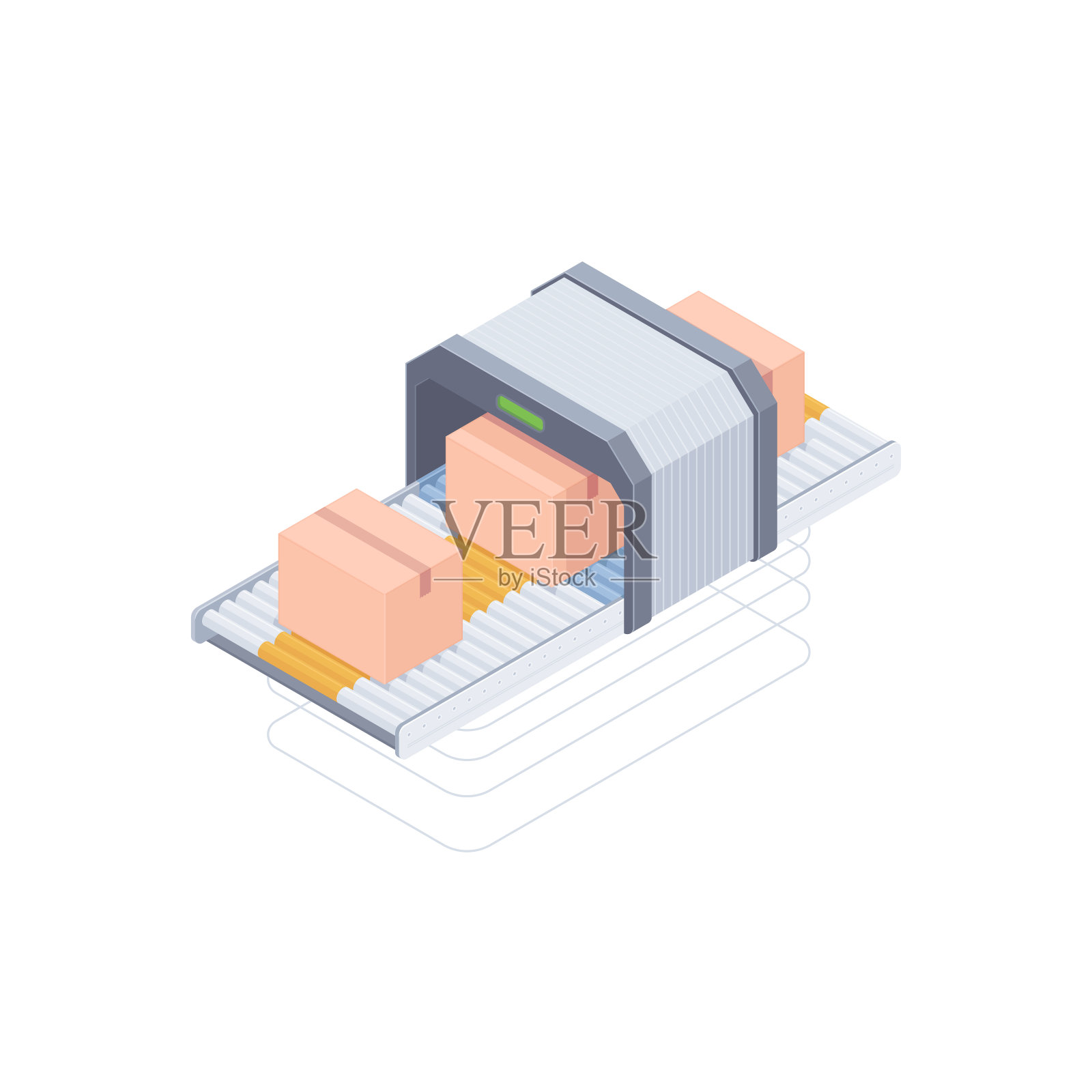 自动包装输送带等距图插画图片素材