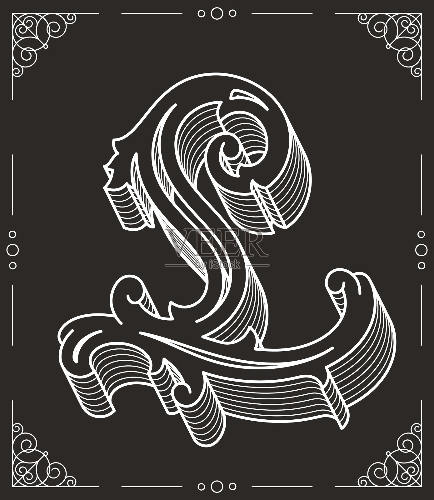 白色在黑色矢量插图的大写字母L插画图片素材