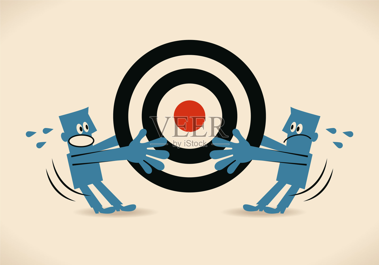 两名商人为掷镖靶而战插画图片素材