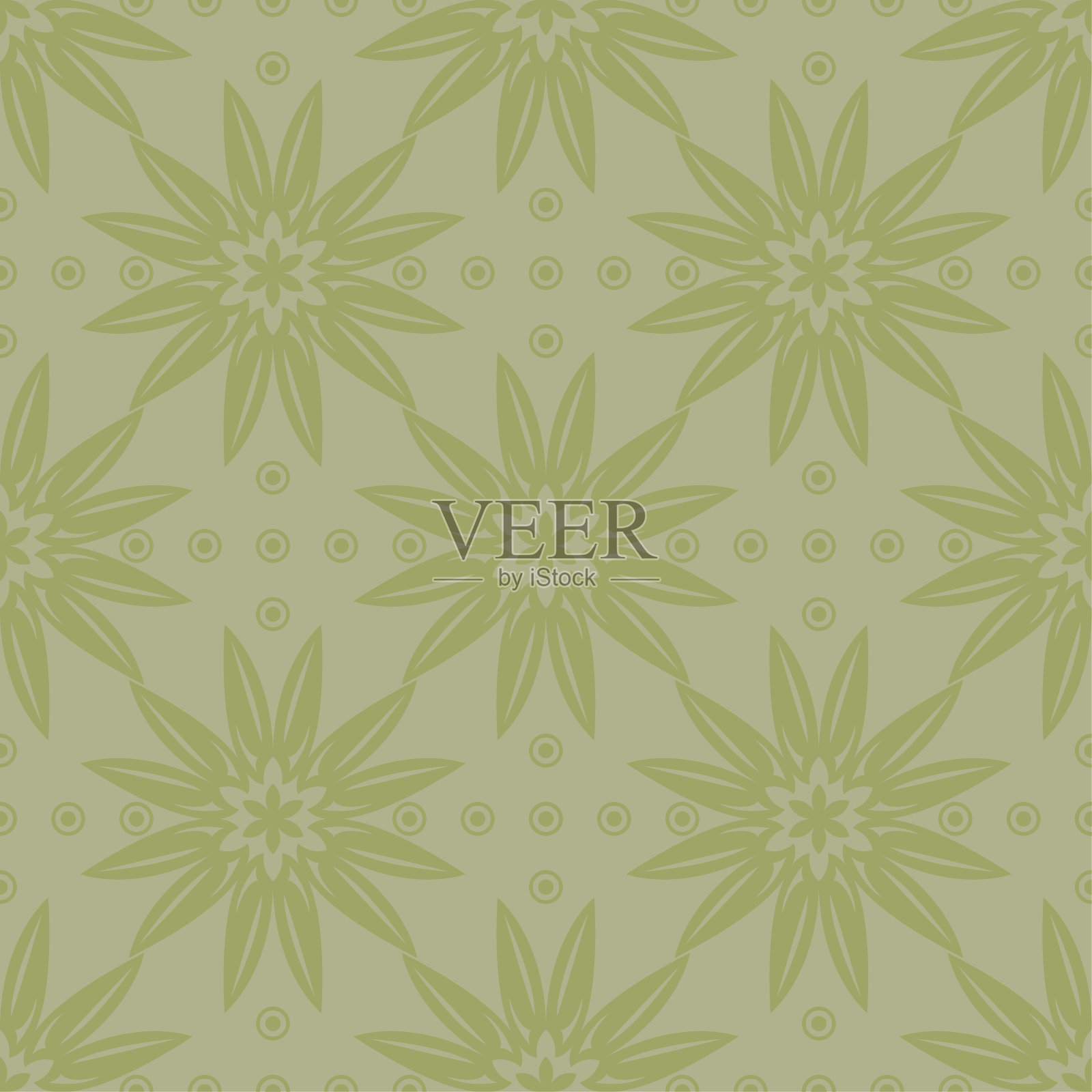 橄榄绿花型图案。无缝模式插画图片素材