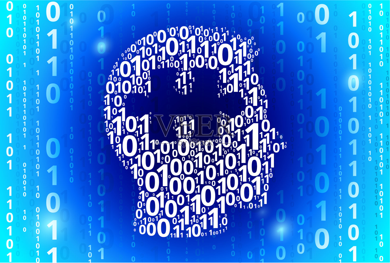 迷惑心智二进制代码蓝色向量模式背景插画图片素材