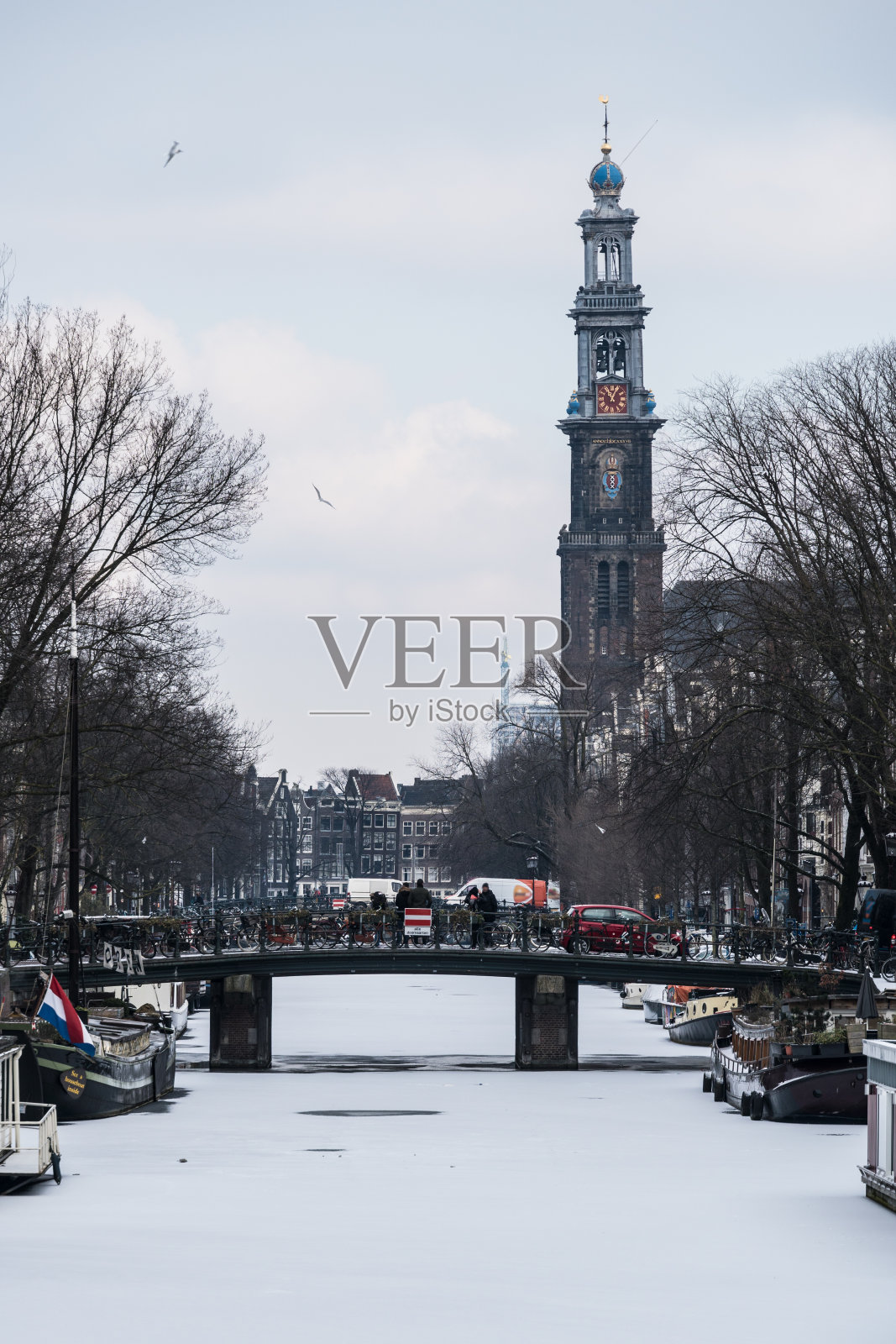 令人惊叹的阿姆斯特丹运河冻结照片摄影图片