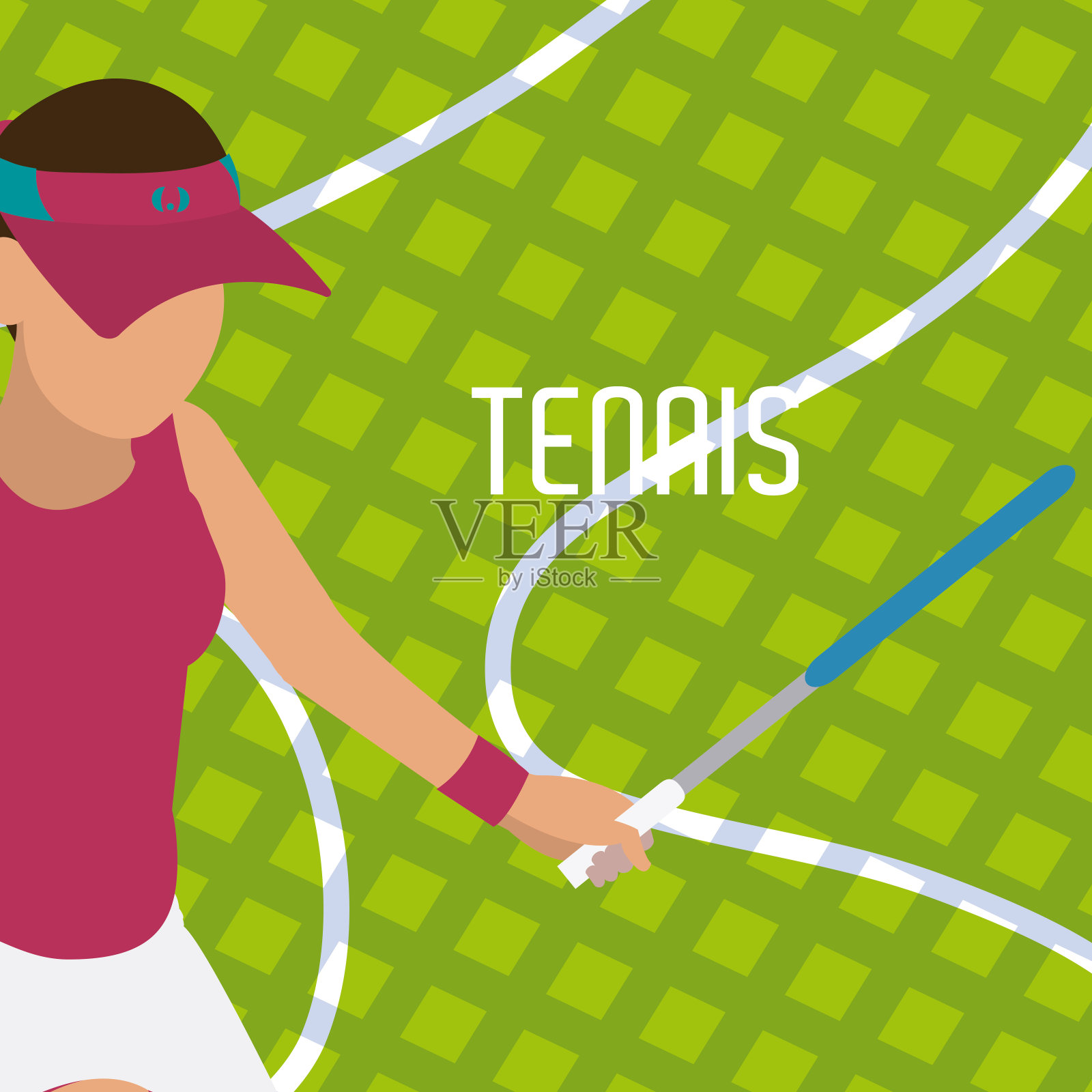 带球拍的网球运动员插画图片素材