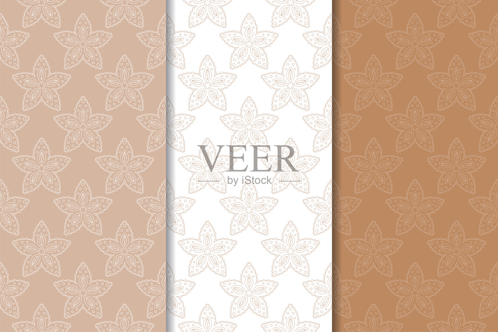 棕色的背景。无缝模式集插画图片素材