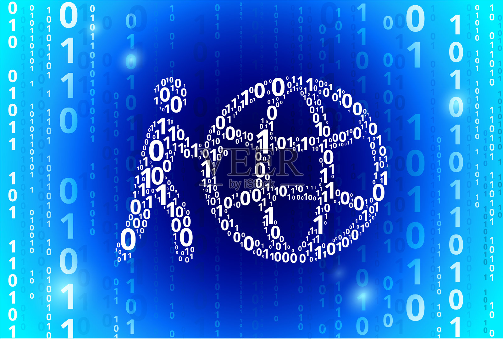 简笔画推动全球二进制代码蓝色矢量模式背景插画图片素材