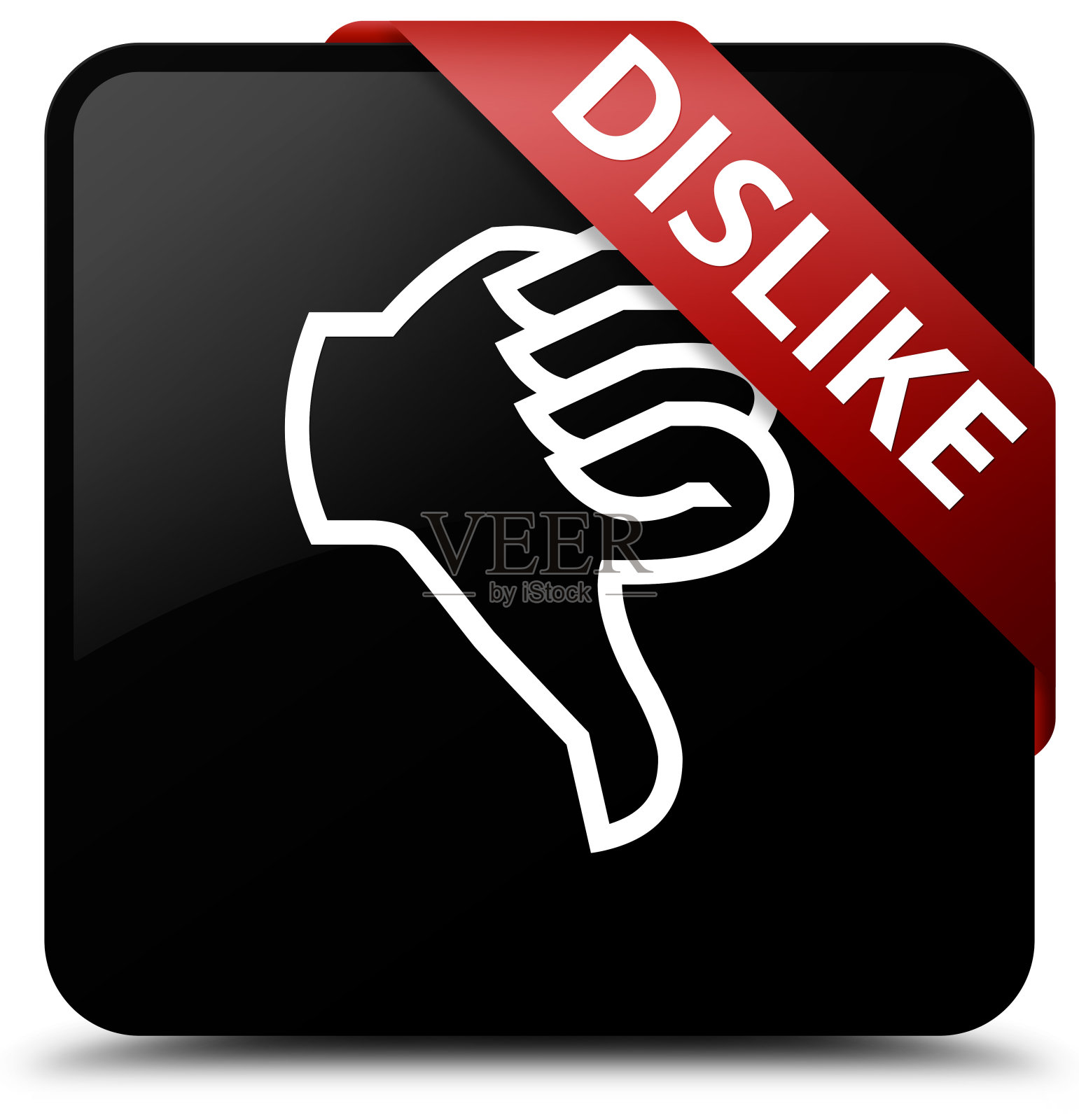 不喜欢黑色方形纽扣的红色丝带在角落里插画图片素材