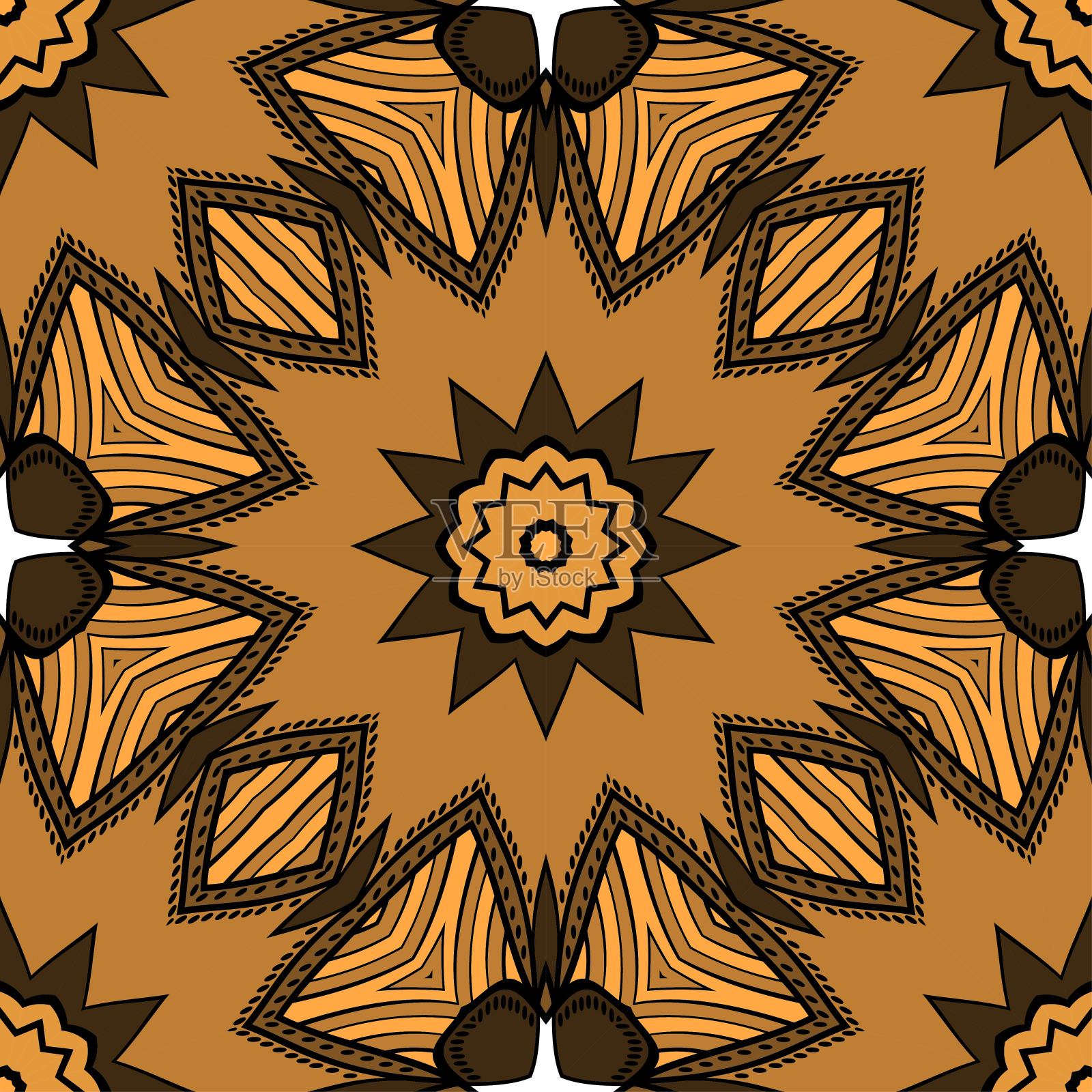 花卉几何无缝图案。装饰艺术装饰风格。矢量插图设计插画图片素材