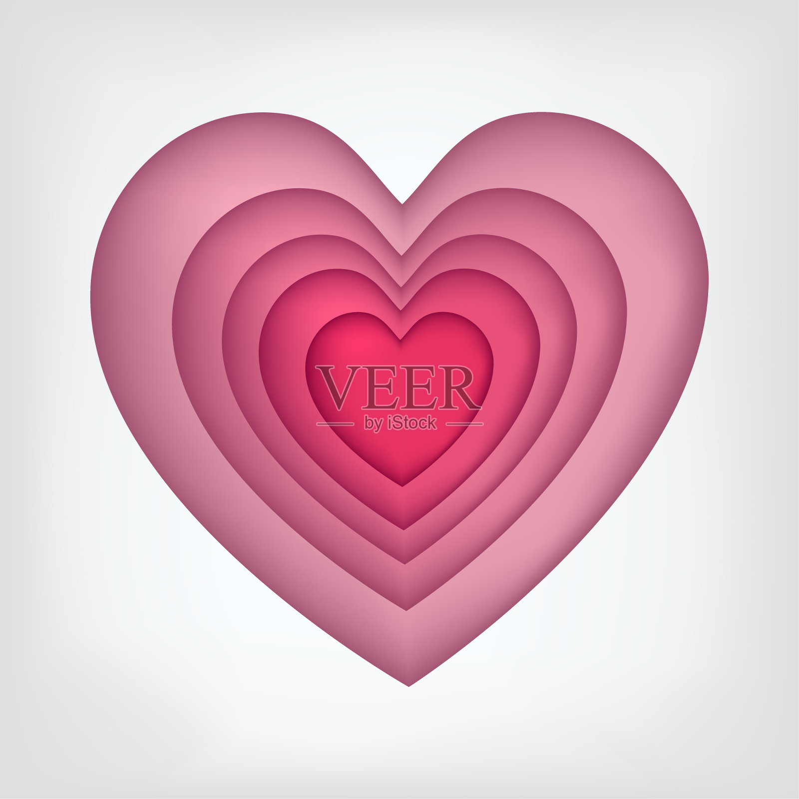 一套纸雕的五颗心插画图片素材