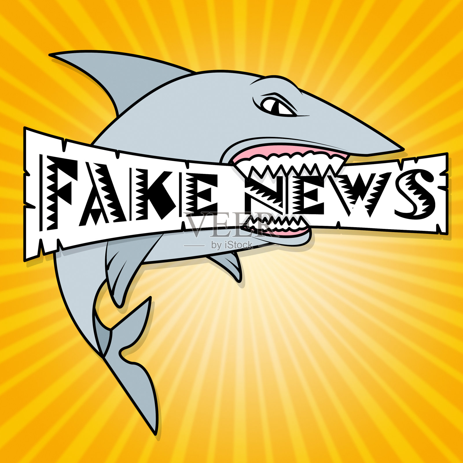 鲨鱼与假新闻信息3d插图照片摄影图片