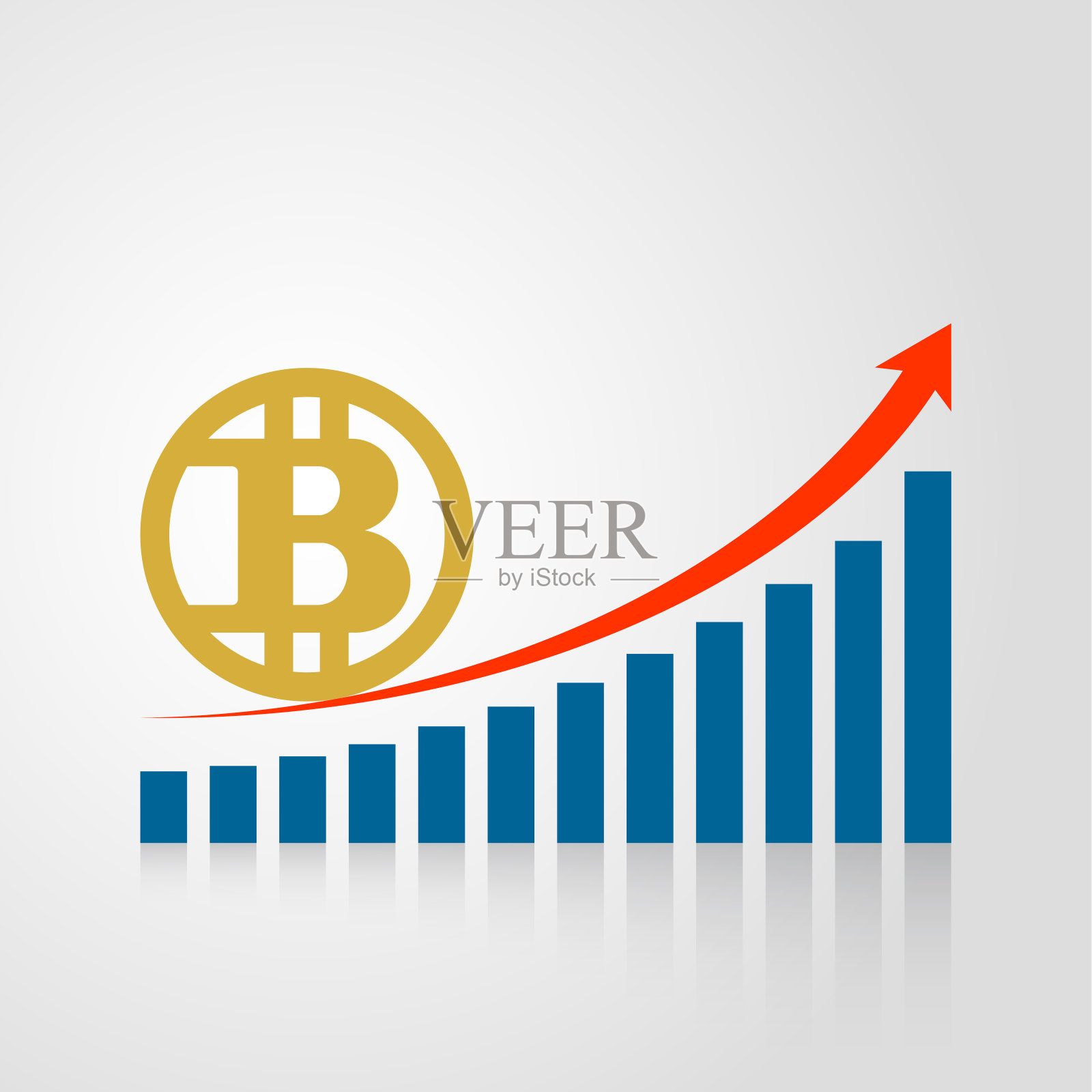 矢量比特币符号和条形图插画图片素材