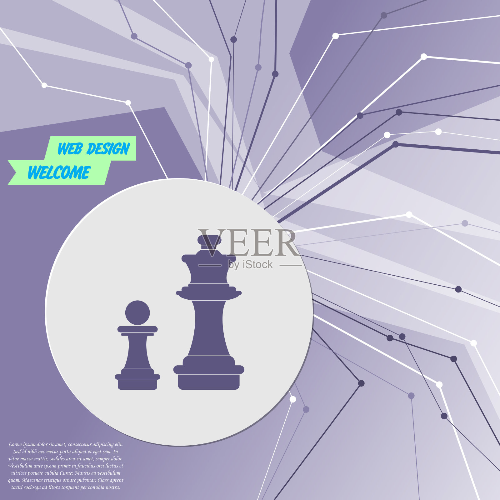 紫色抽象背景上的国际象棋图标插画图片素材