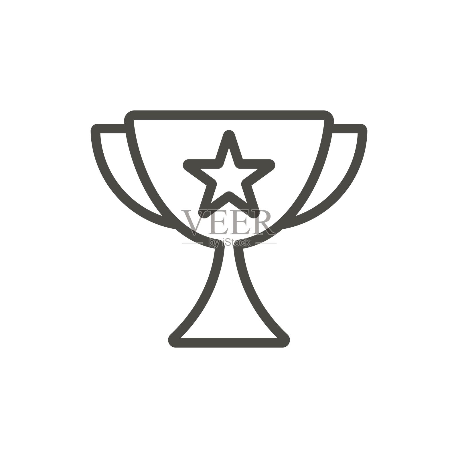奖杯图标矢量图：线条冠军杯符号插画图片素材