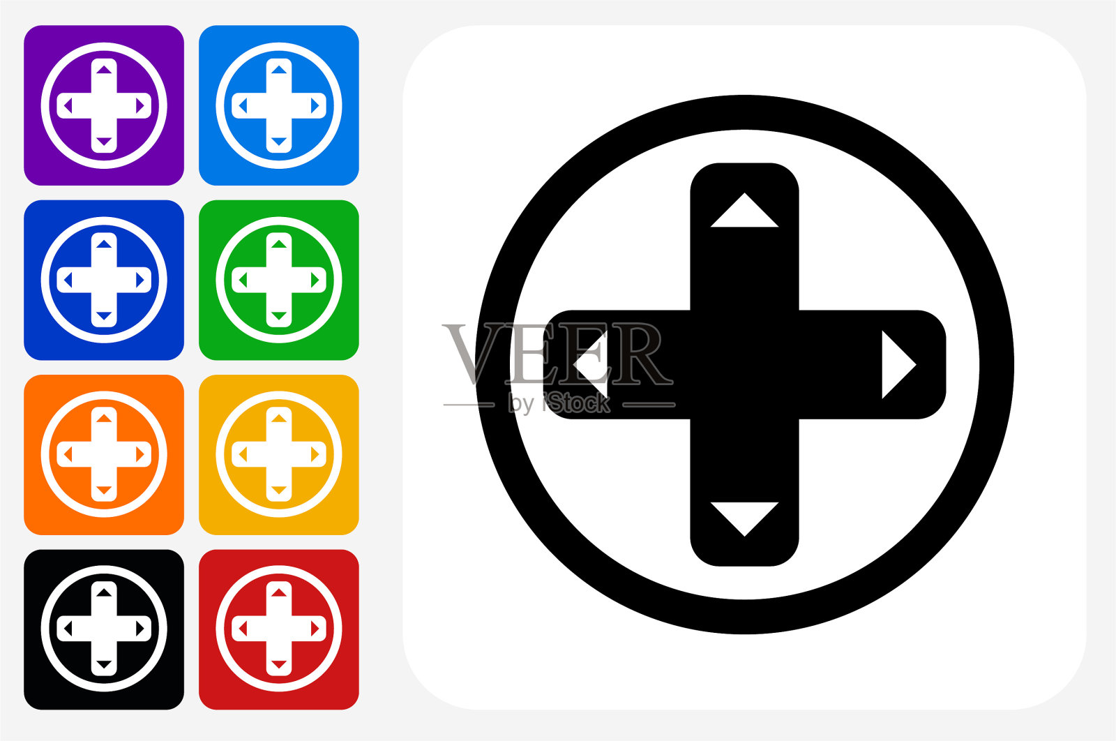 游戏控制器图标方形按钮设置插画图片素材