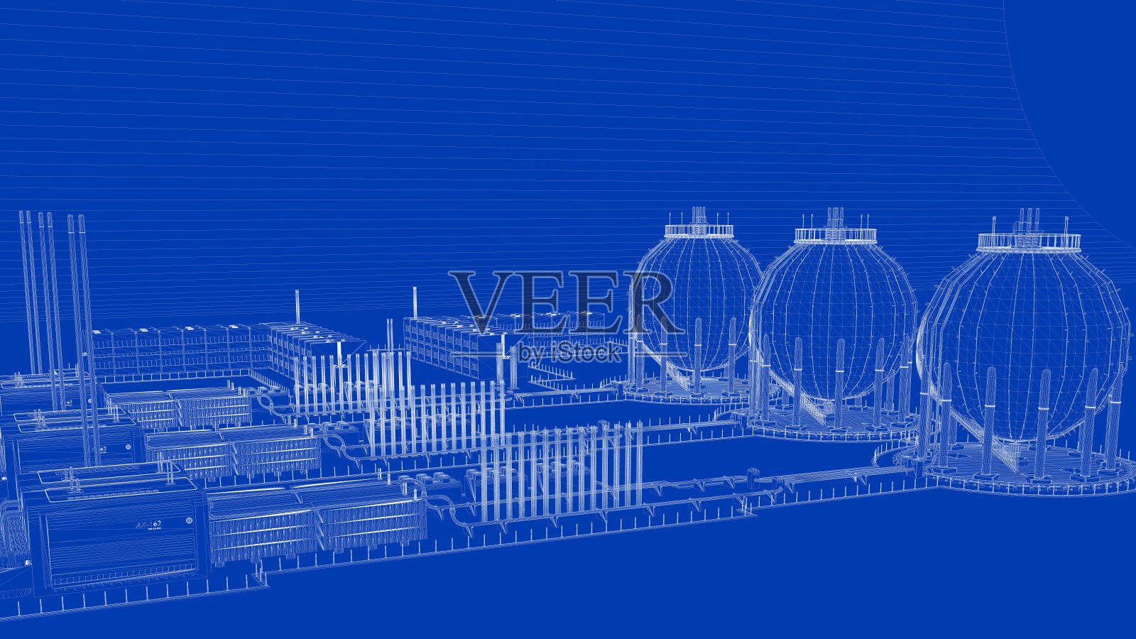 蓝图工业城市的3d渲染与详细的对象照片摄影图片