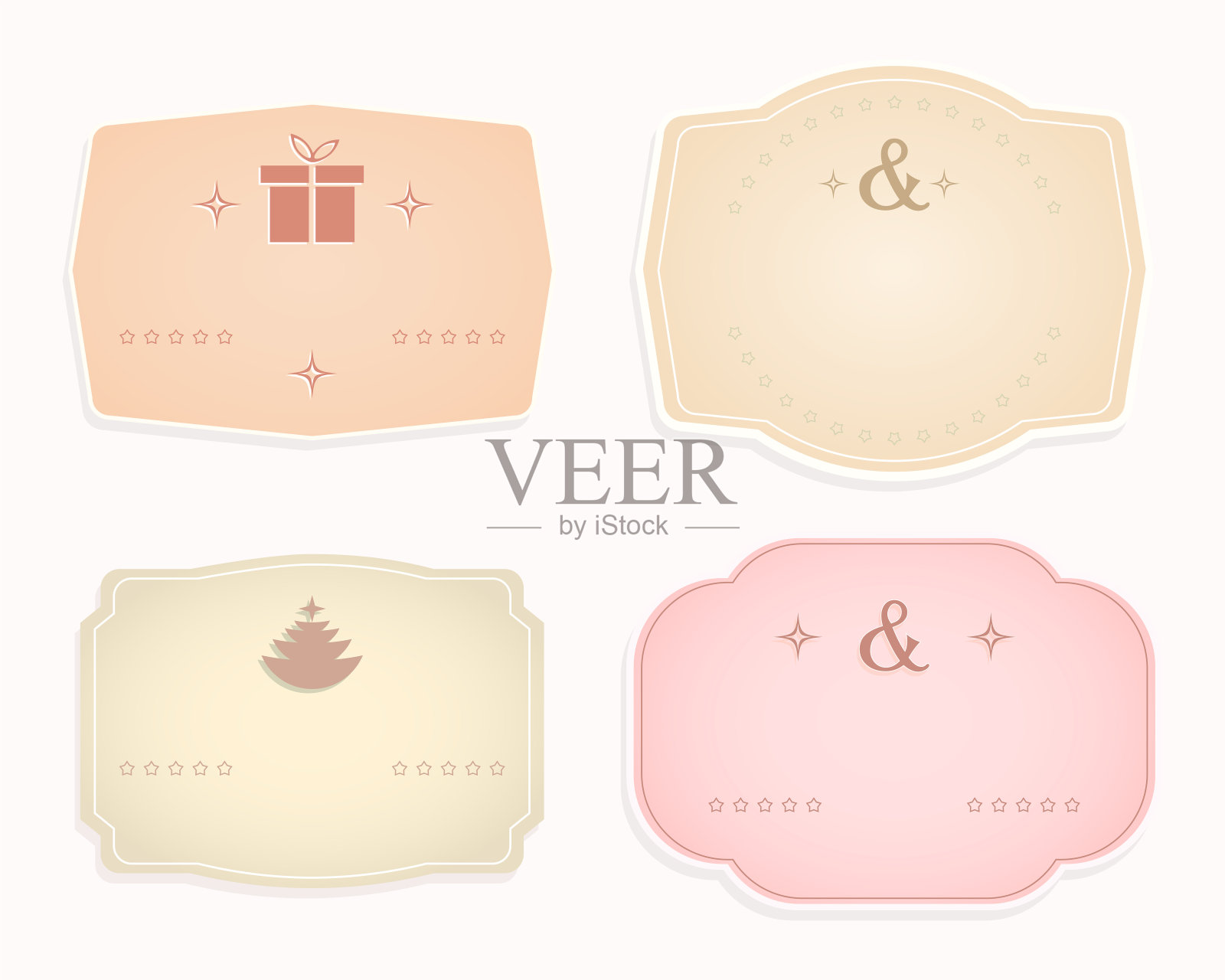 镜框椭圆形，粉红色，米色，赭色透明阴影，插画图片素材