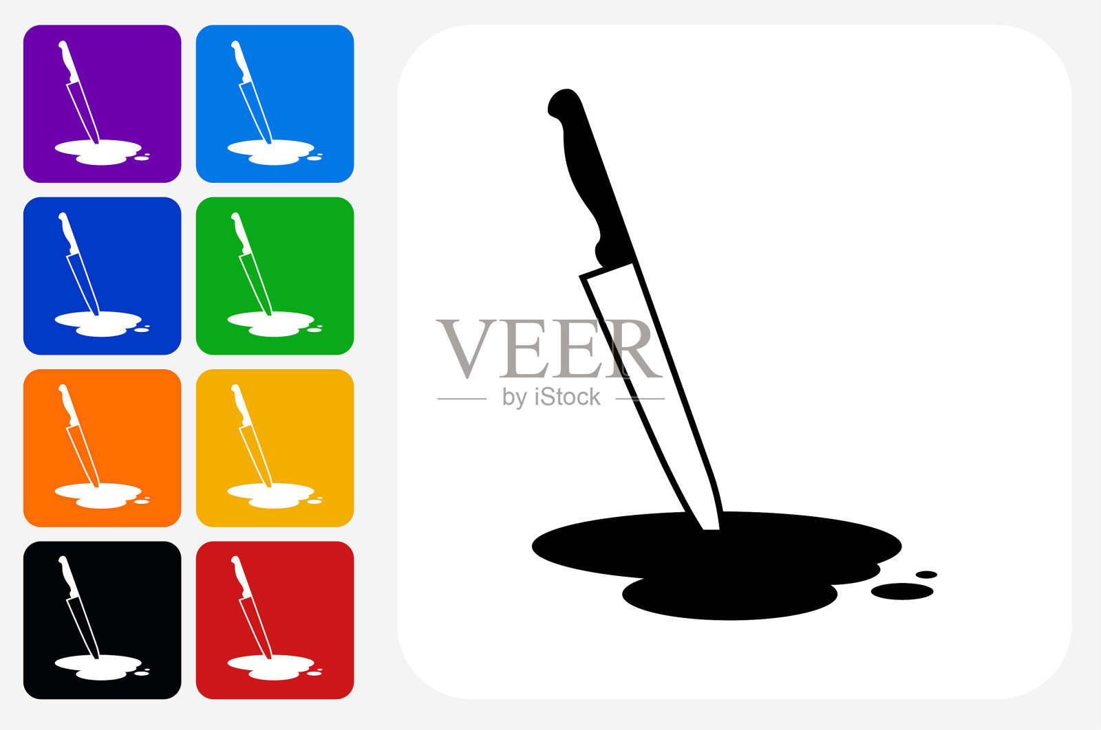 刀和血池图标方形按钮套装插画图片素材