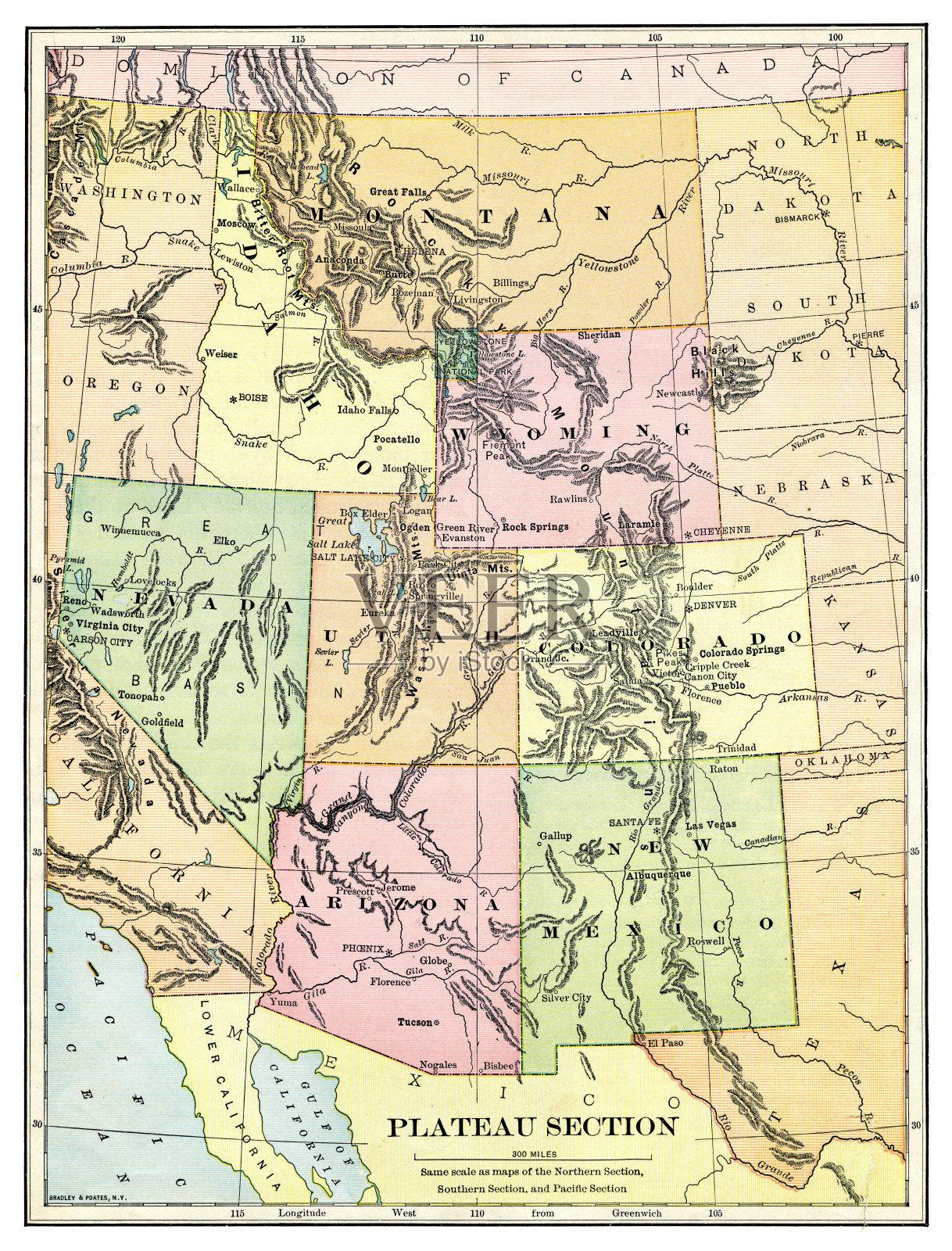 美国太平洋州地图1897年插画图片素材