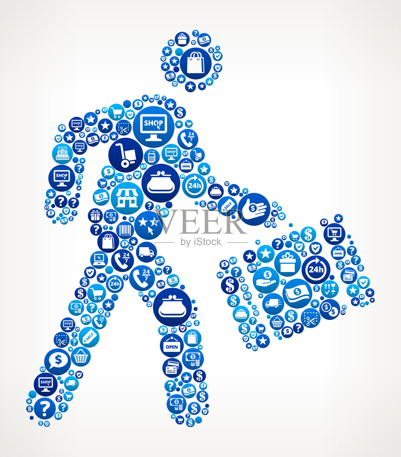 商人旅游购物与电子商务背景模式插画图片素材