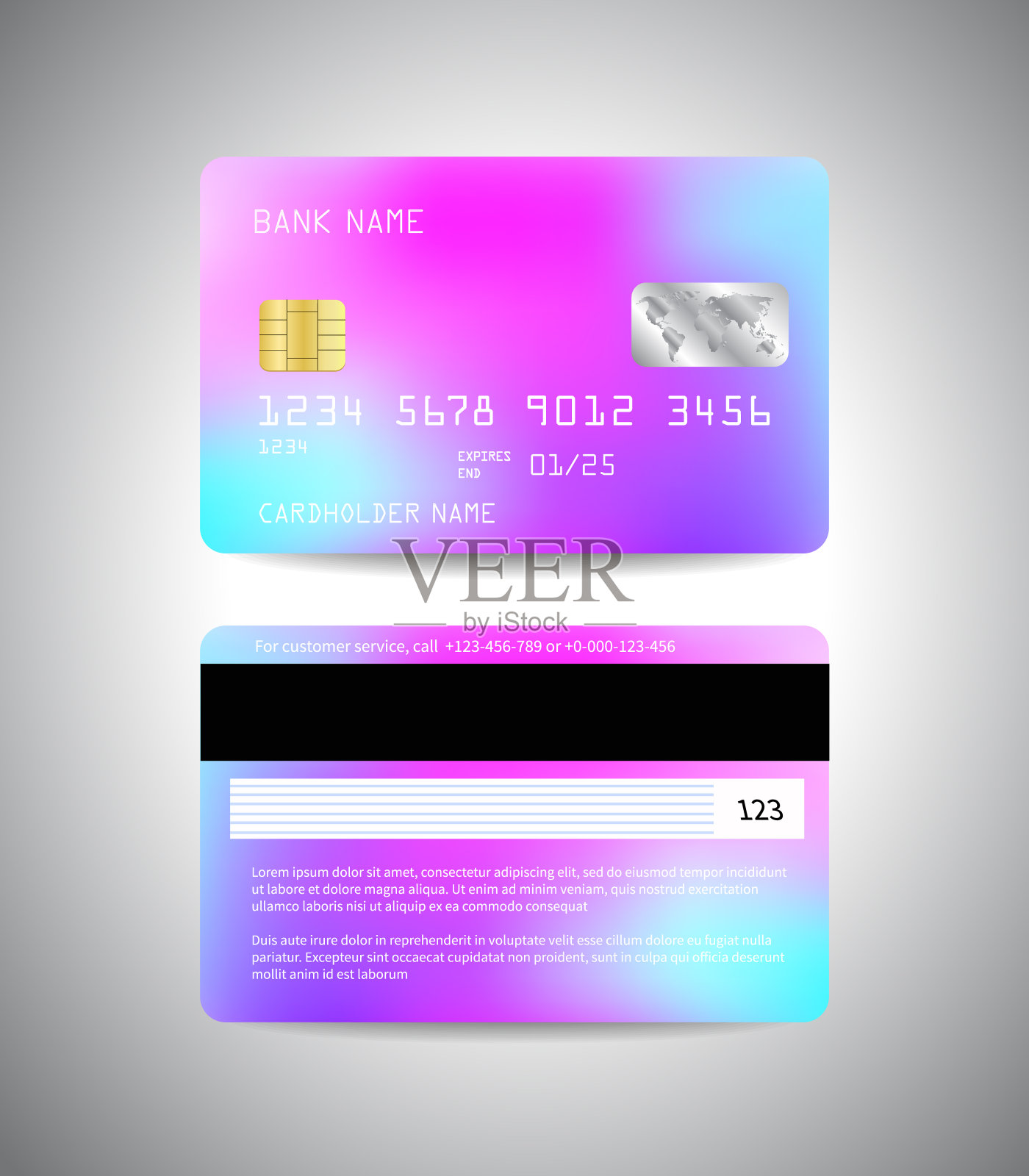 全息效果的信用卡套装插画图片素材