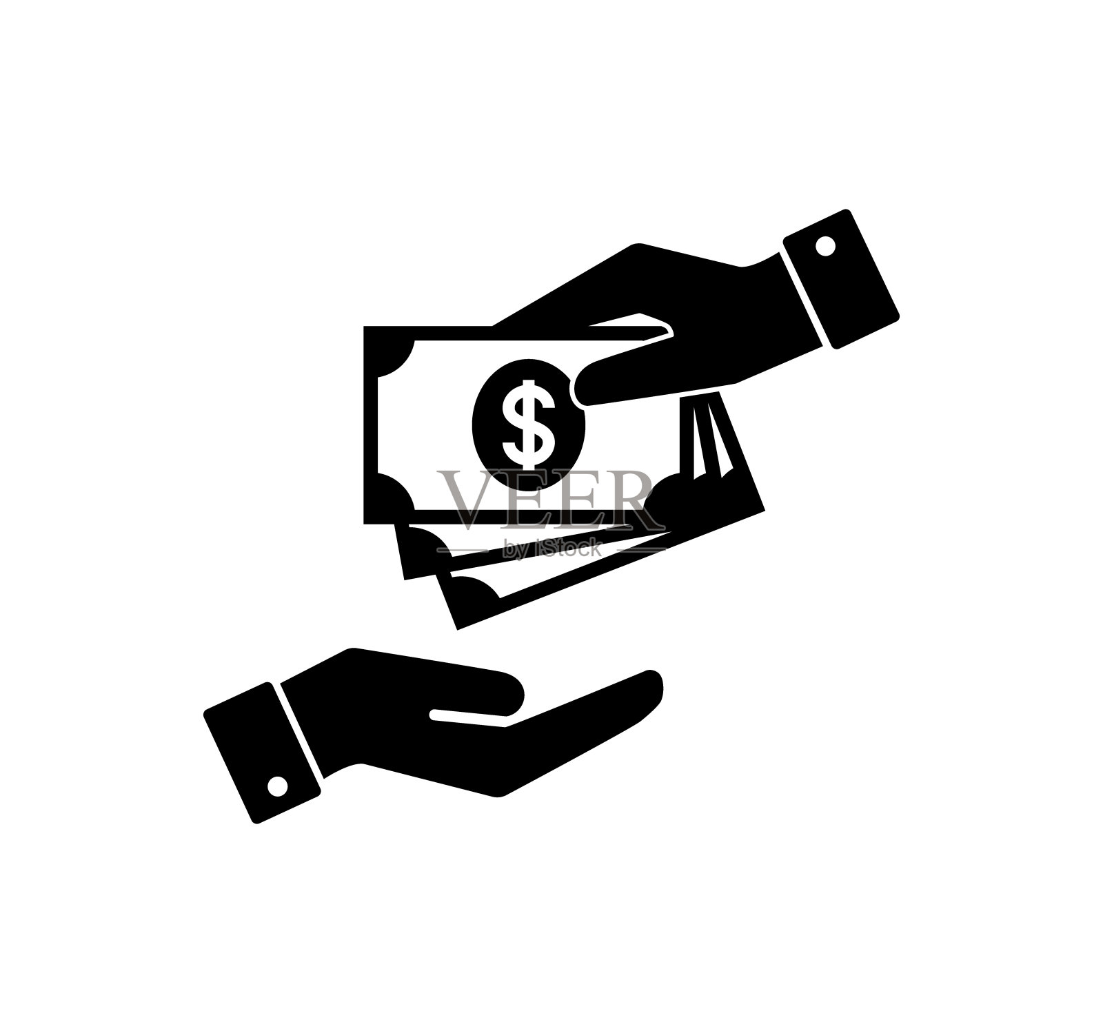 手拿着钱。钞票。现金支付和收钱的图标。付钱图标。插画图片素材