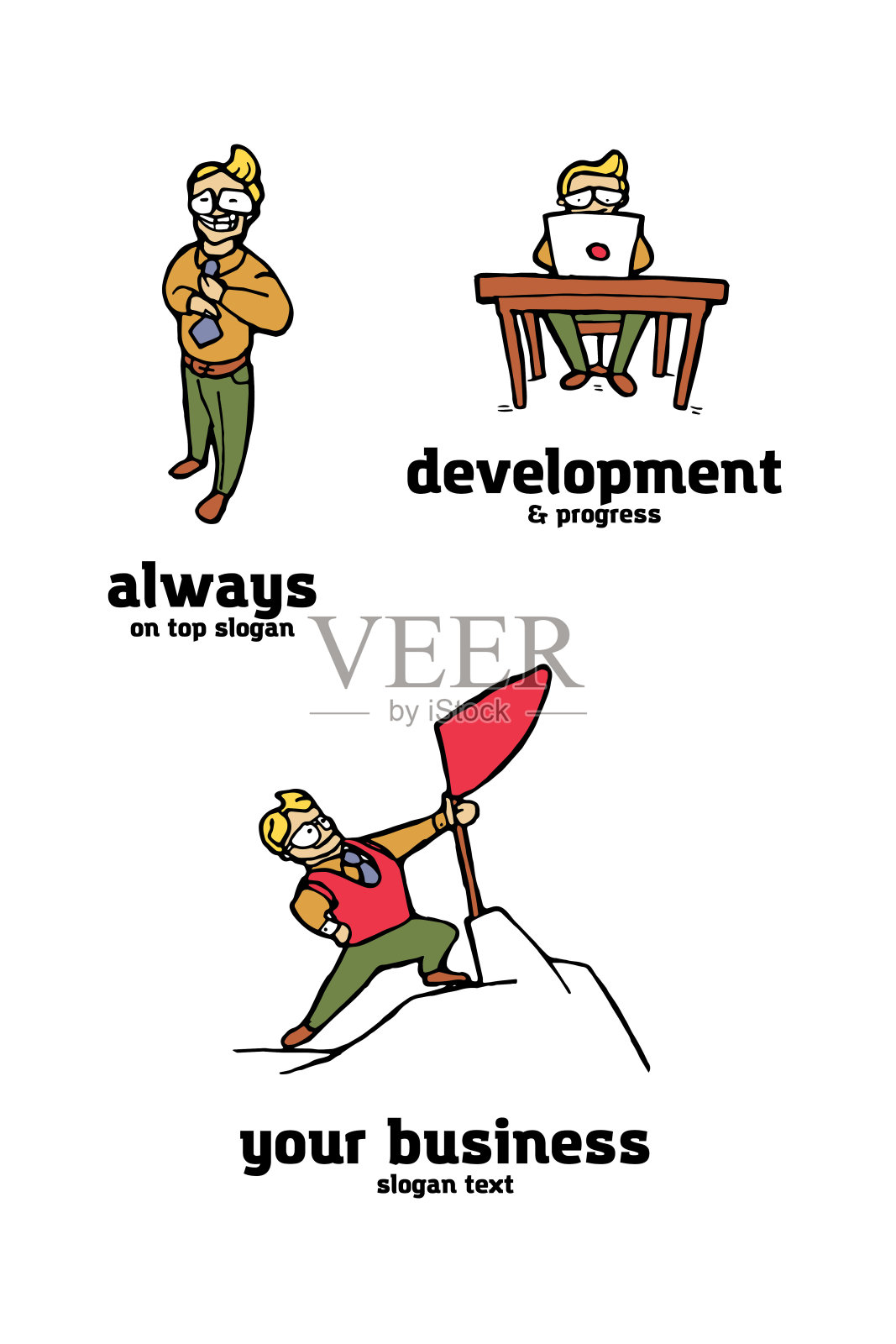 商人设置插画图片素材