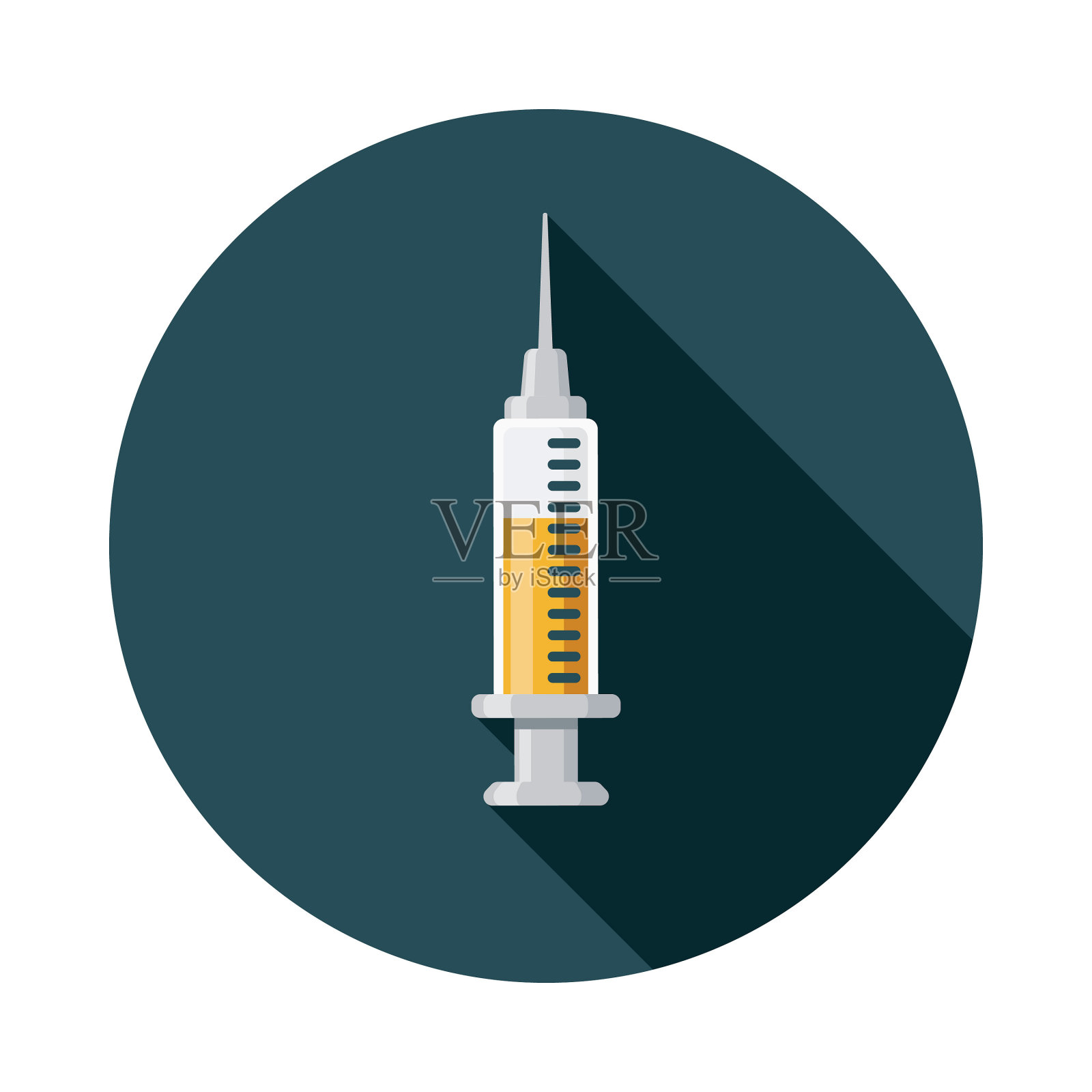 注射器平面设计医疗用品图标与侧影设计元素图片