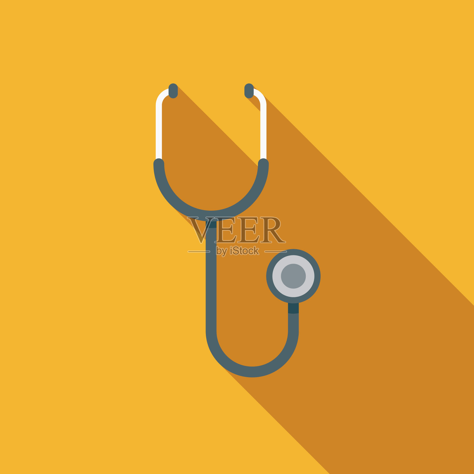 听诊器平面设计医疗用品图标与侧影插画图片素材