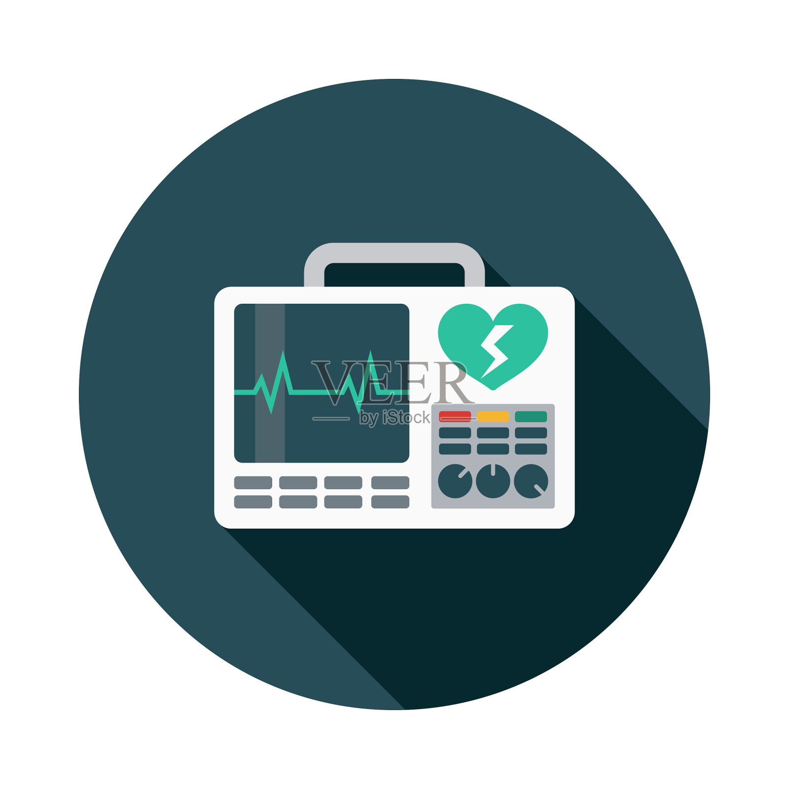 带有侧影的除颤器扁平设计医疗用品图标插画图片素材