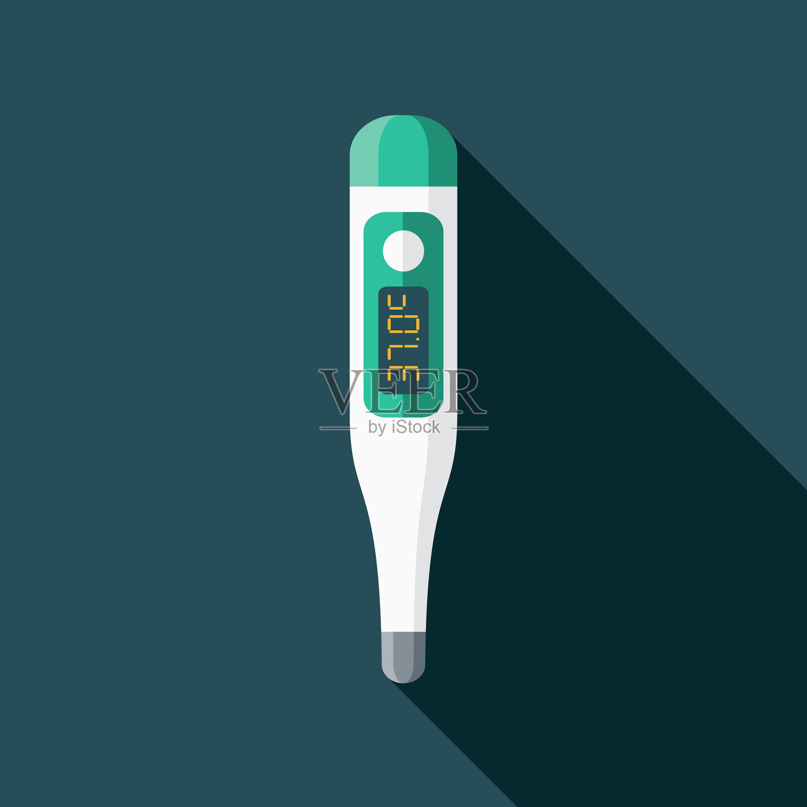 温度计平面设计医疗用品图标与侧面阴影插画图片素材