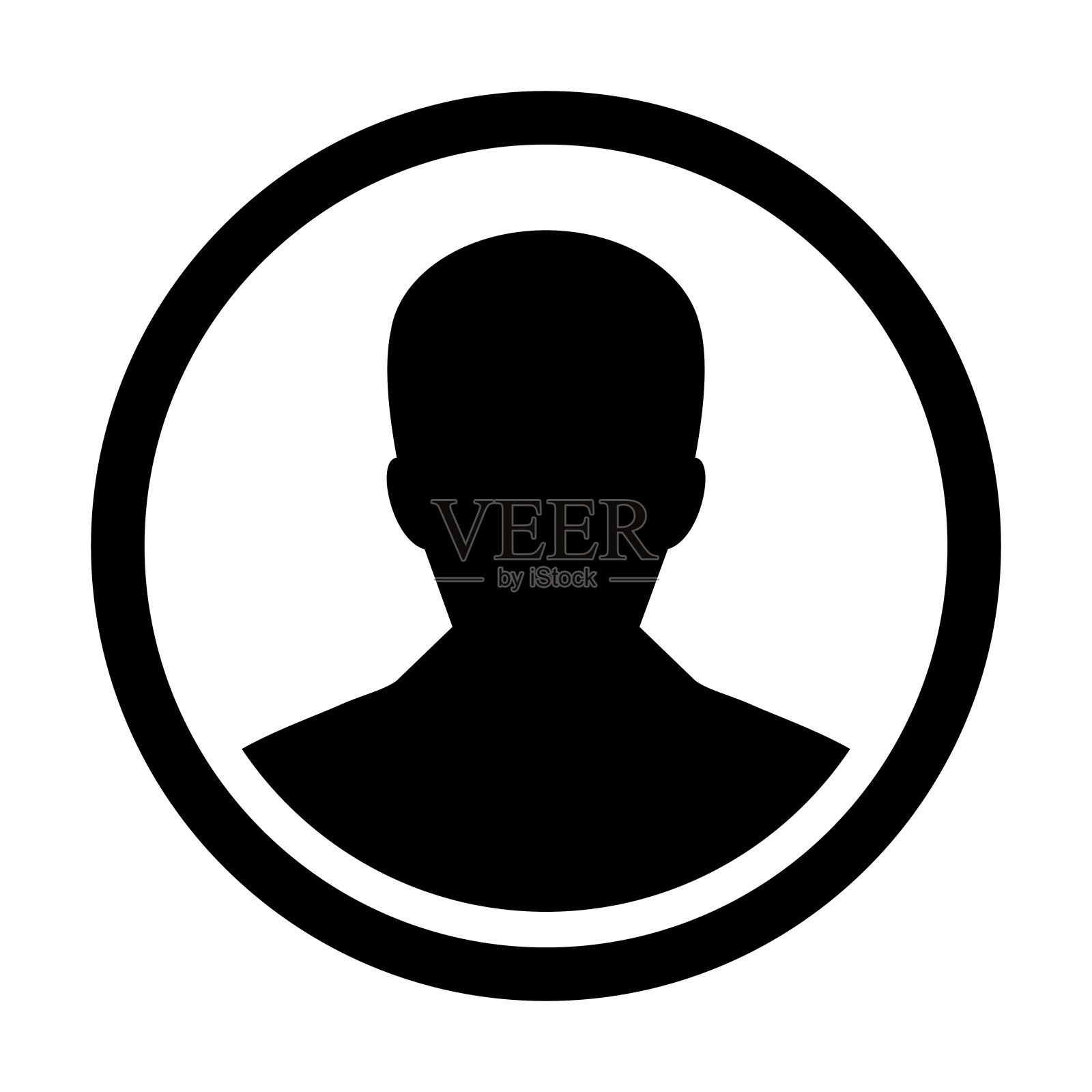 人用户图标矢量人符号轮廓描边圆阿凡达符号在平坦的颜色象形文字象形设计元素图片