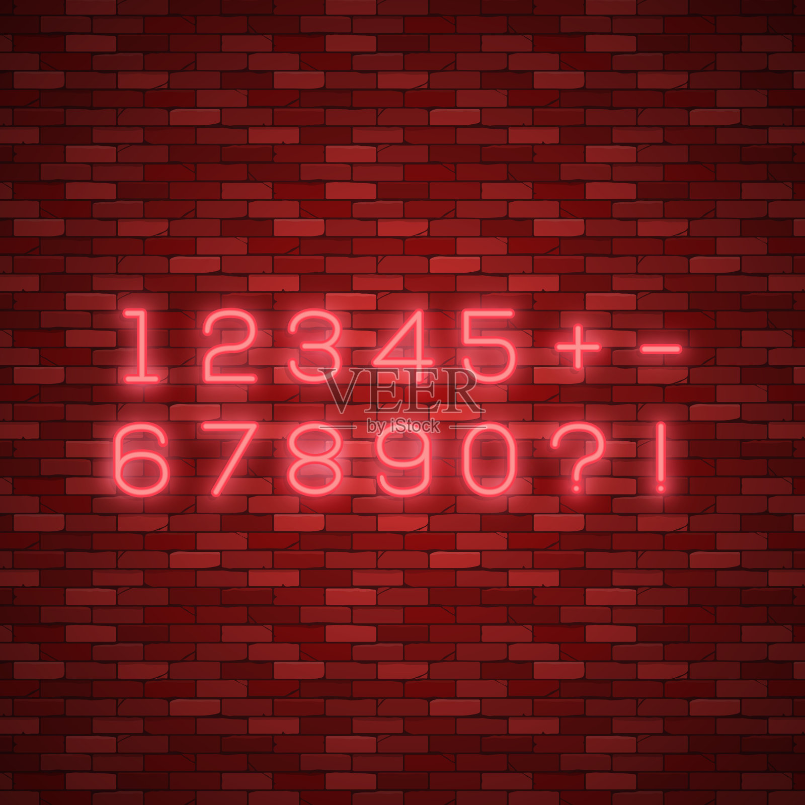 现实的霓虹灯字母表。明亮的霓虹发光字体插画图片素材