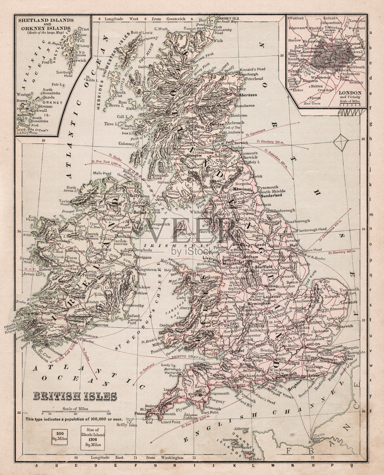 不列颠群岛地图1881年插画图片素材