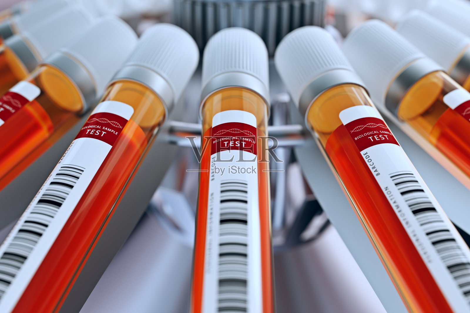 里面有血液或血清的生物测试设备，未知液体正在分析中。3 d渲染,概念性的形象。照片摄影图片