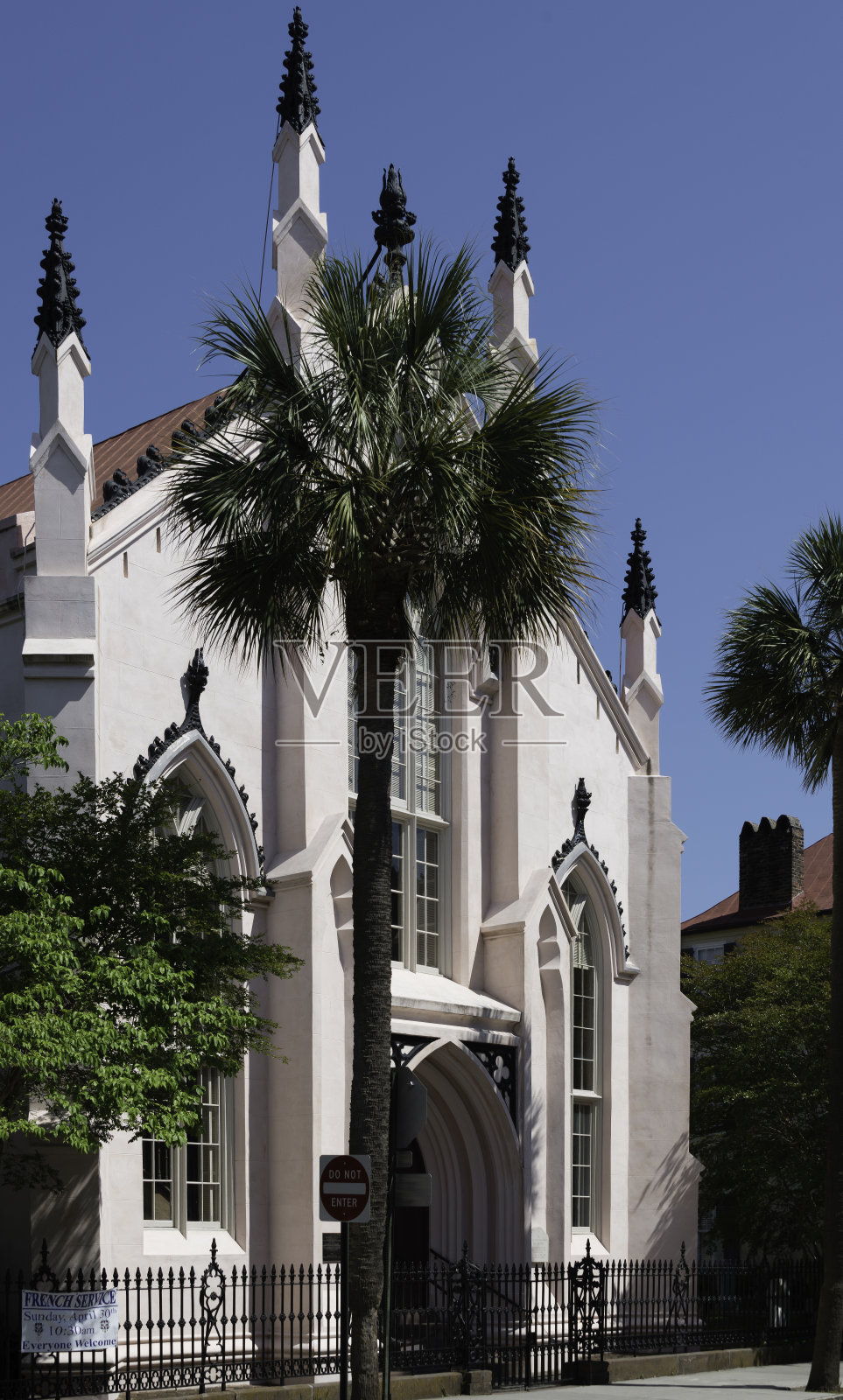 南卡罗来纳州查尔斯顿的法国胡格诺教堂照片摄影图片