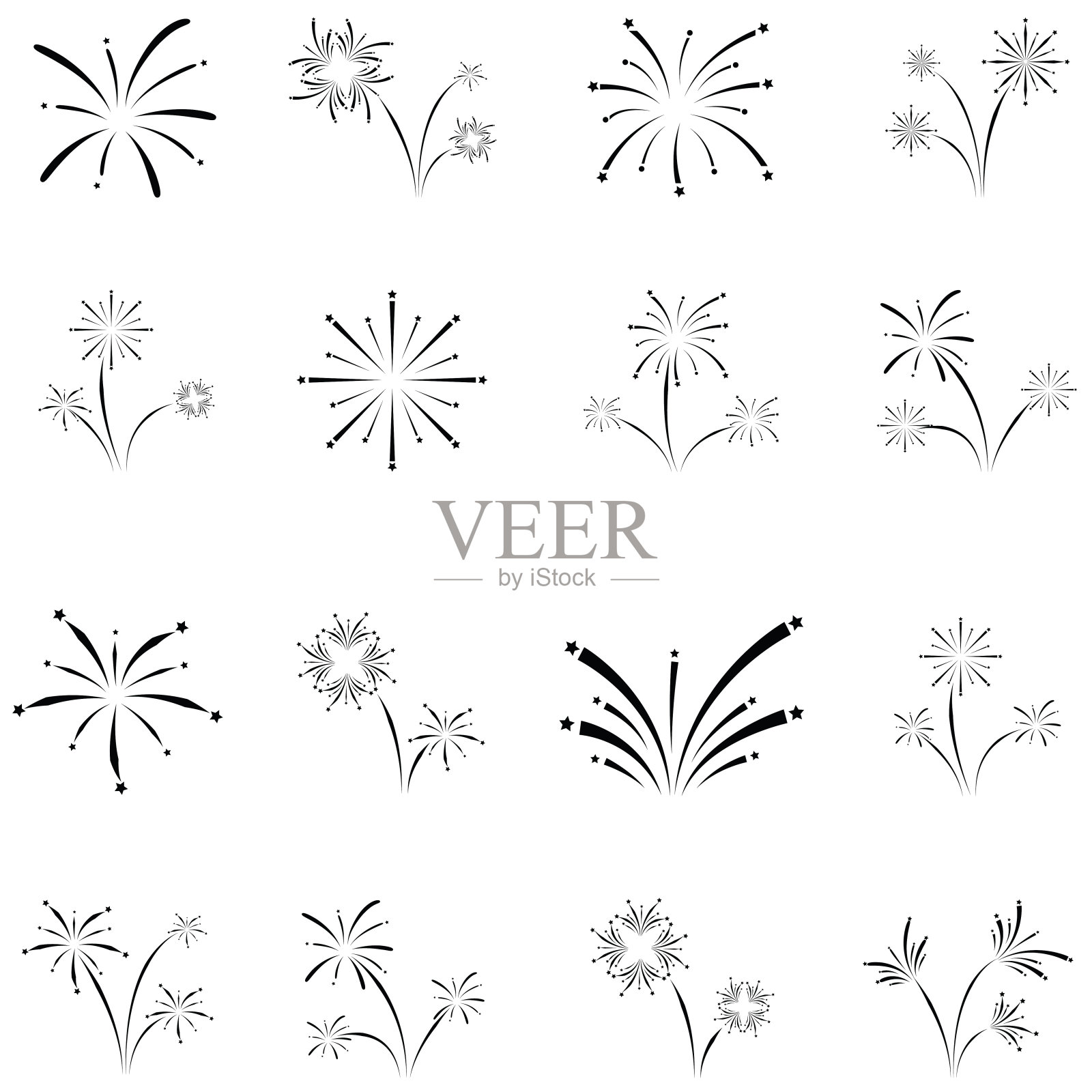 烟花图标设置插画图片素材