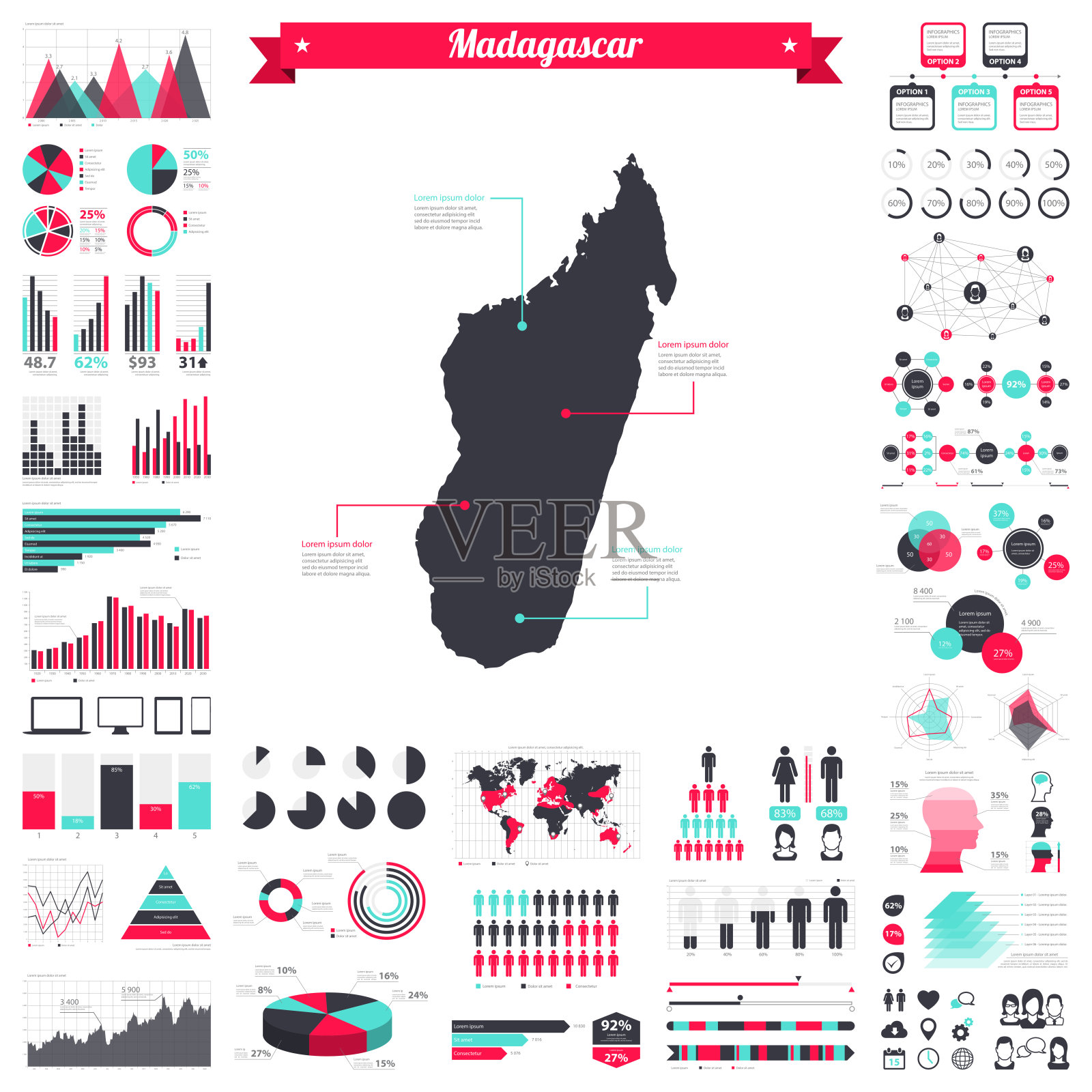 马达加斯加地图与信息图形元素-大创意图形集插画图片素材