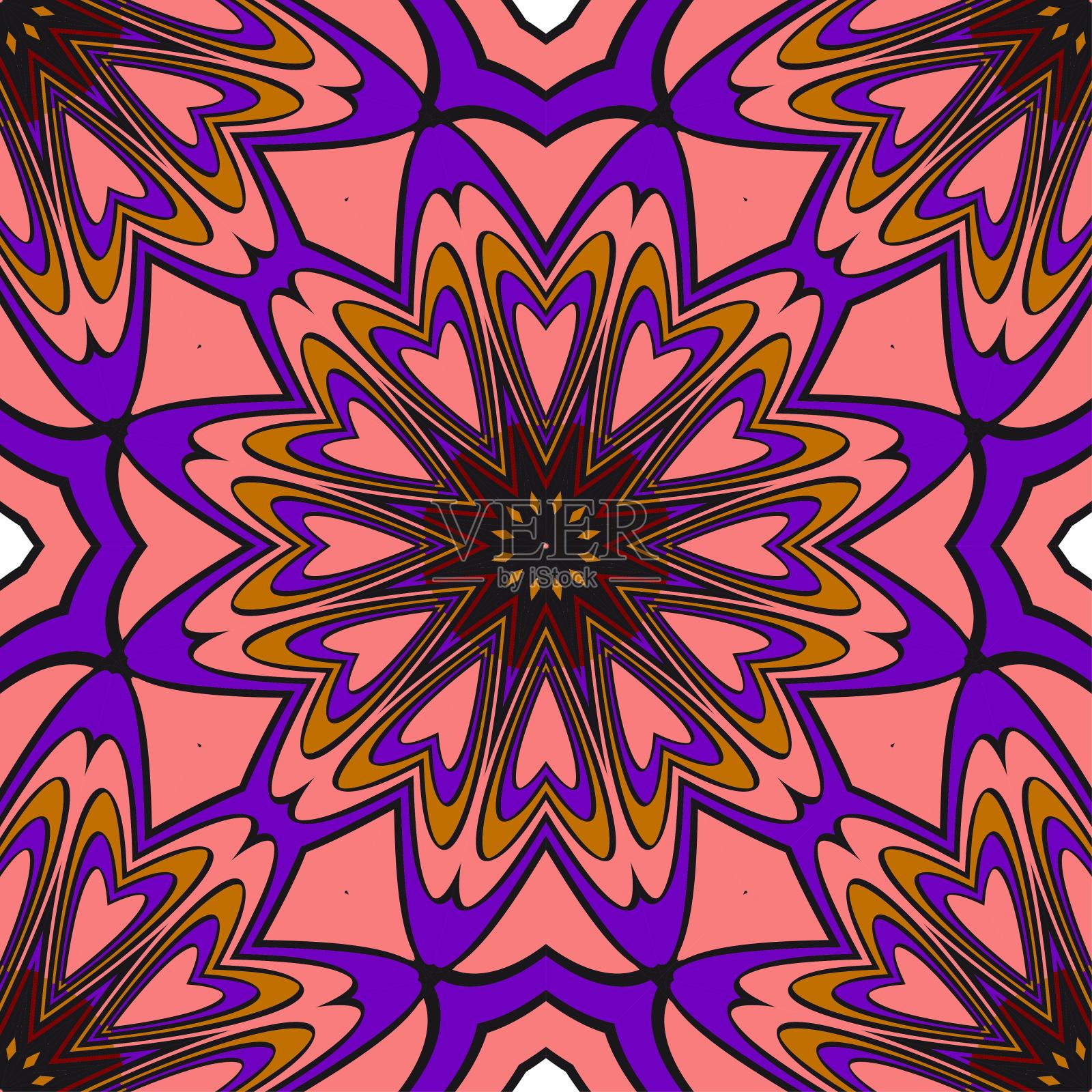 装饰艺术花卉图案的几何元素。无缝模式。矢量插图。印刷、展示、纺织行业的设计。插画图片素材