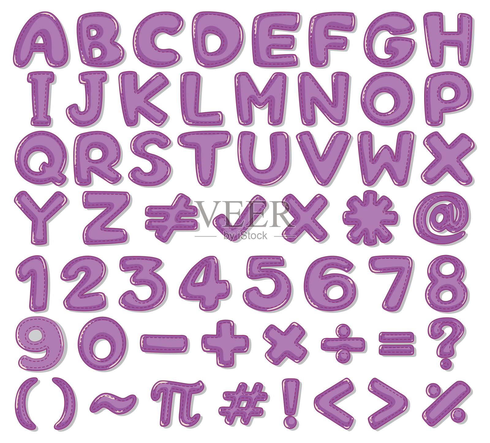 紫色英文字母和数字设计元素图片