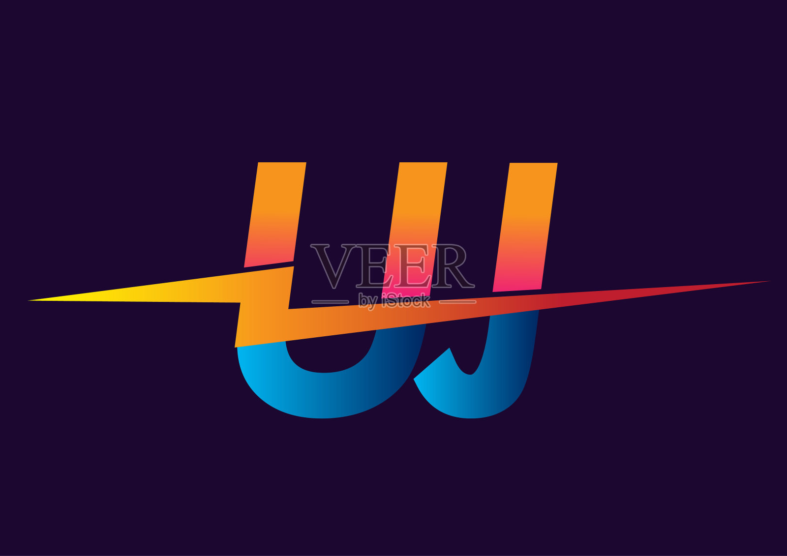 带有闪电图标的首字母类型插画图片素材