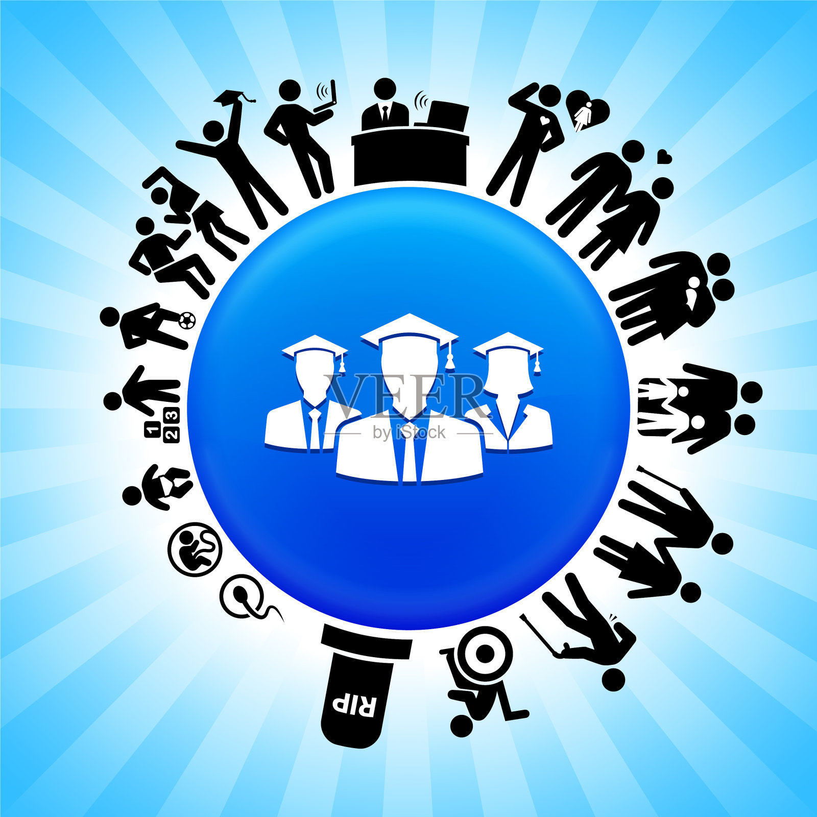 毕业生命周期阶段的生活背景插画图片素材