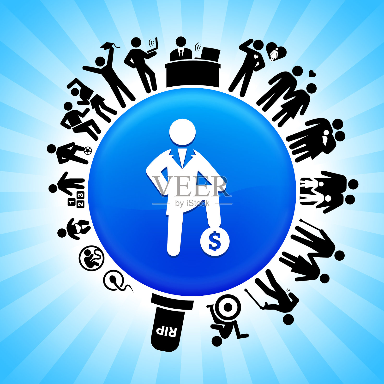 金钱成功生命周期阶段的生活背景插画图片素材