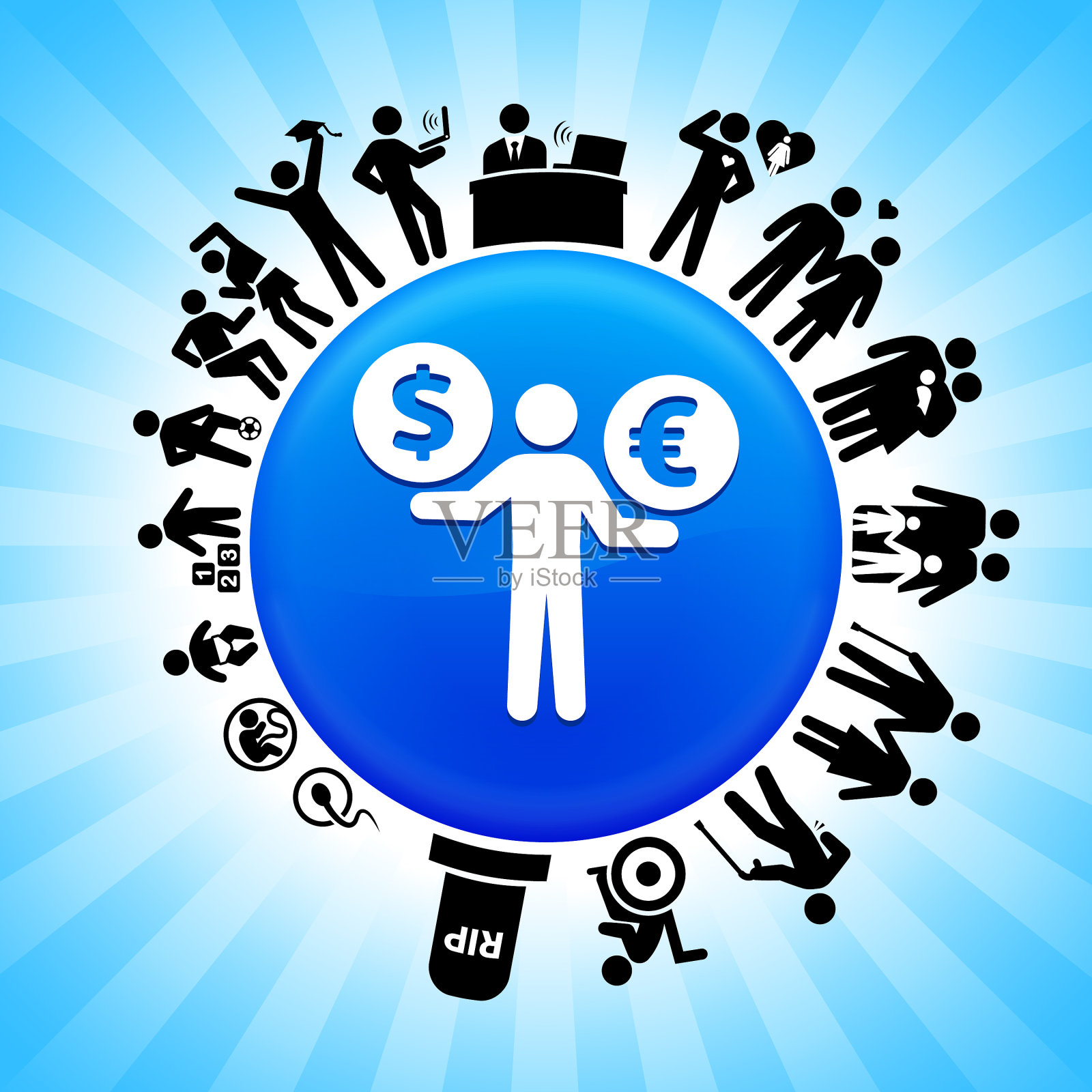 货币交易生命周期阶段背景插画图片素材