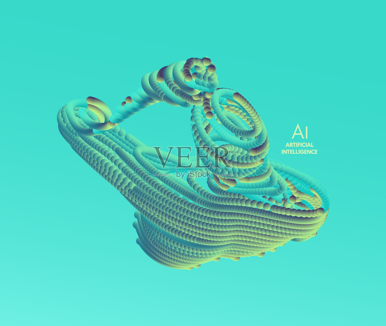 人工智能：技术与工程概念，人体3D模型，连接到虚拟现实的导线插画图片素材