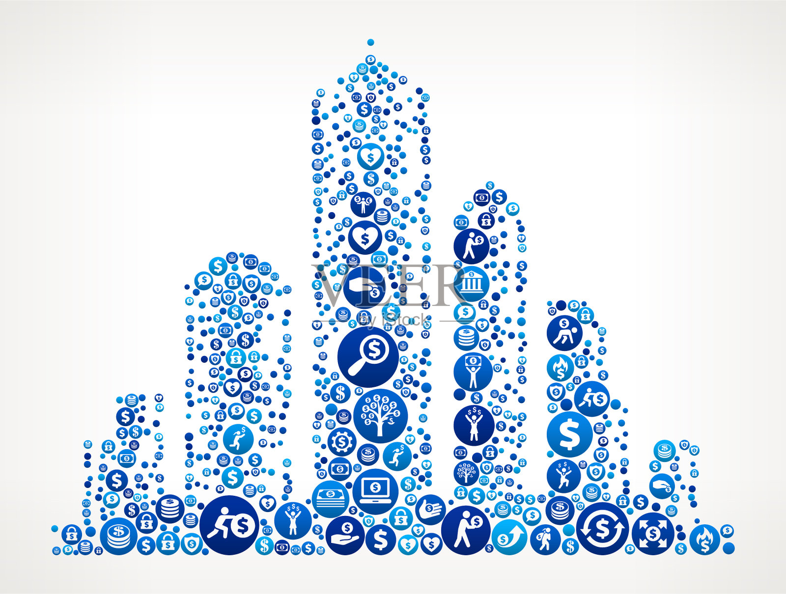 天际线金钱蓝色图标模式背景插画图片素材