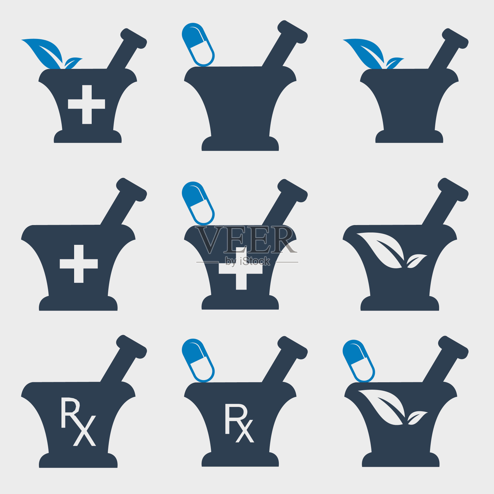 药房和医疗图标设置插画图片素材